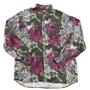 Summa Silk Men’s 100% Silk Button Down Shirt Size Medium Geometric Vintage 90’s